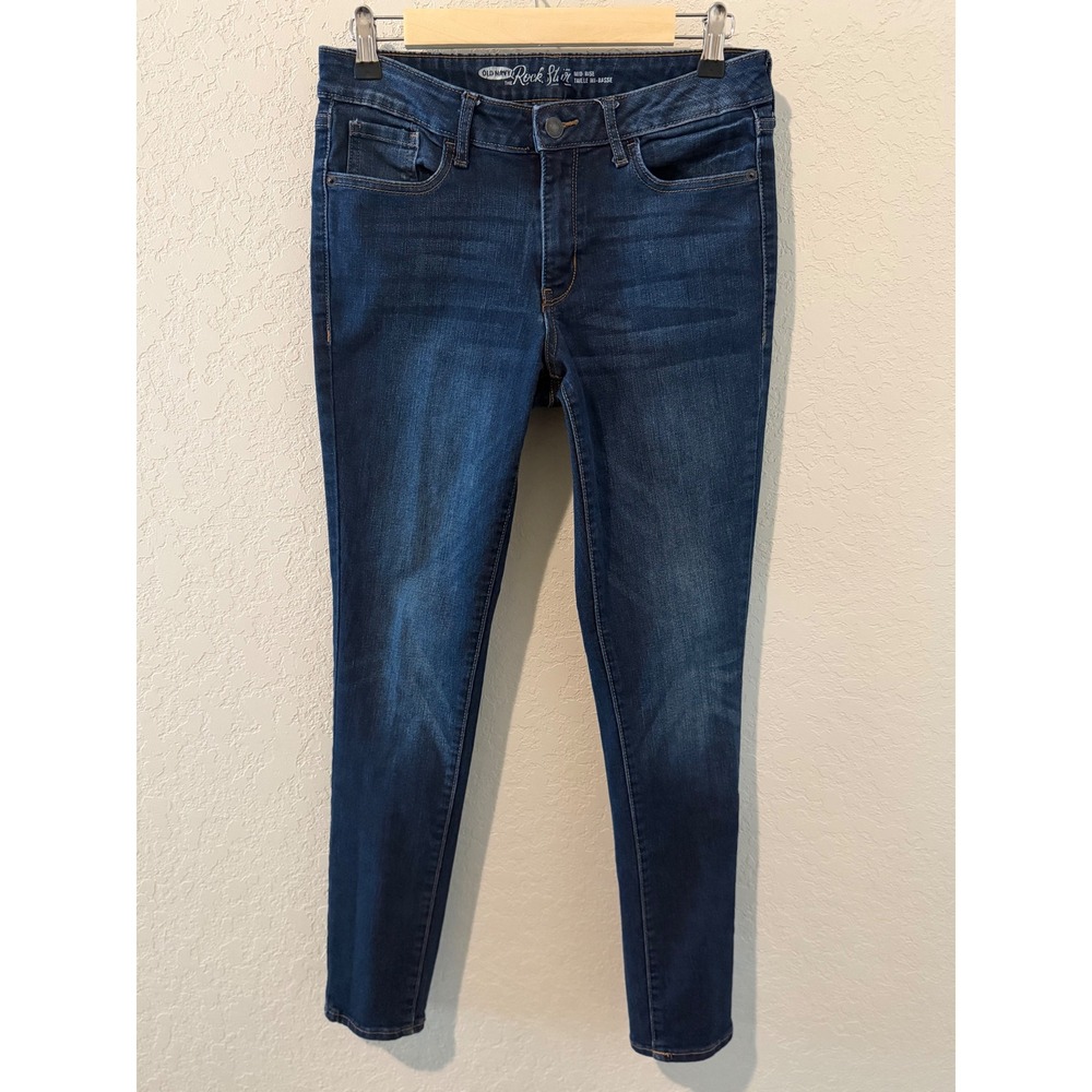 Old Navy The Rockstar Mid-Rise Super Skinny Jeans Dark Wash Women Size 8 Regular